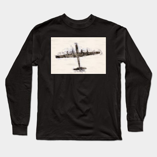 B-29 Superfortress Watercolor Long Sleeve T-Shirt by jecphotography